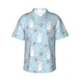 thumbnail image 2 of Picia Easter Rabbit Gentle Cotton Regular Fit Short Sleeve Casual Hawaiian Shirt for Men-Small, 2 of 9