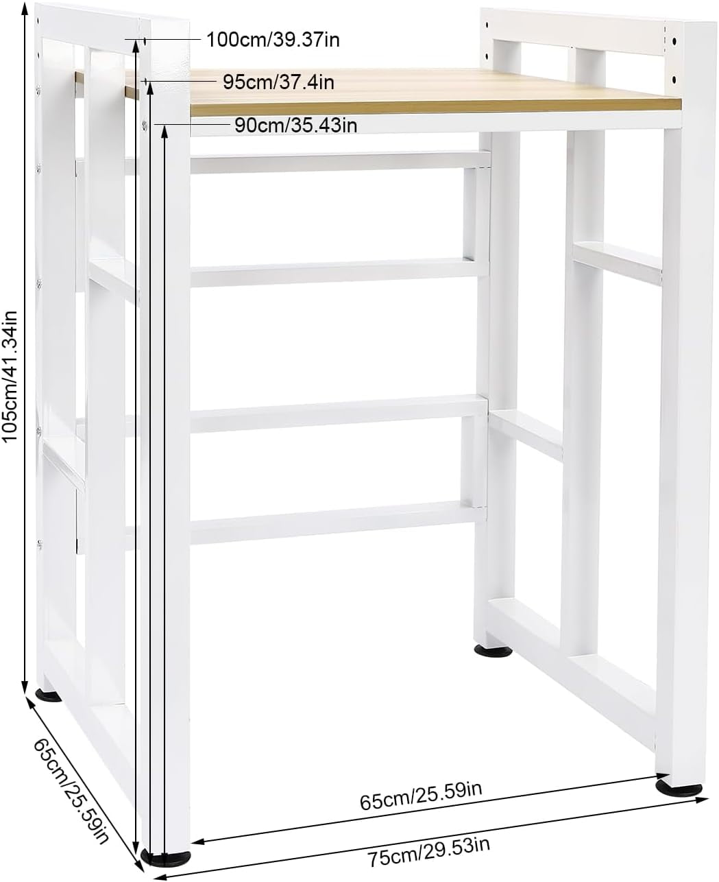 2-Tier Washer Dryer Stacking Rack - Heavy Duty Metal Storage Stand Holds 420lbs, Adjustable Shelves for Secure Appliance Stacking in Laundry Room Bathroom (White)