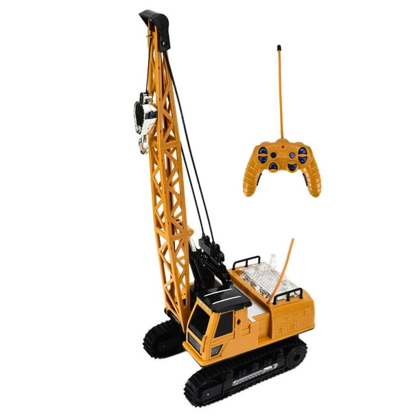 Remote Control Crane Toy, 7 Color Lights Music 12-Channel Truck Crawler  Tower Crane Plastic For Boys