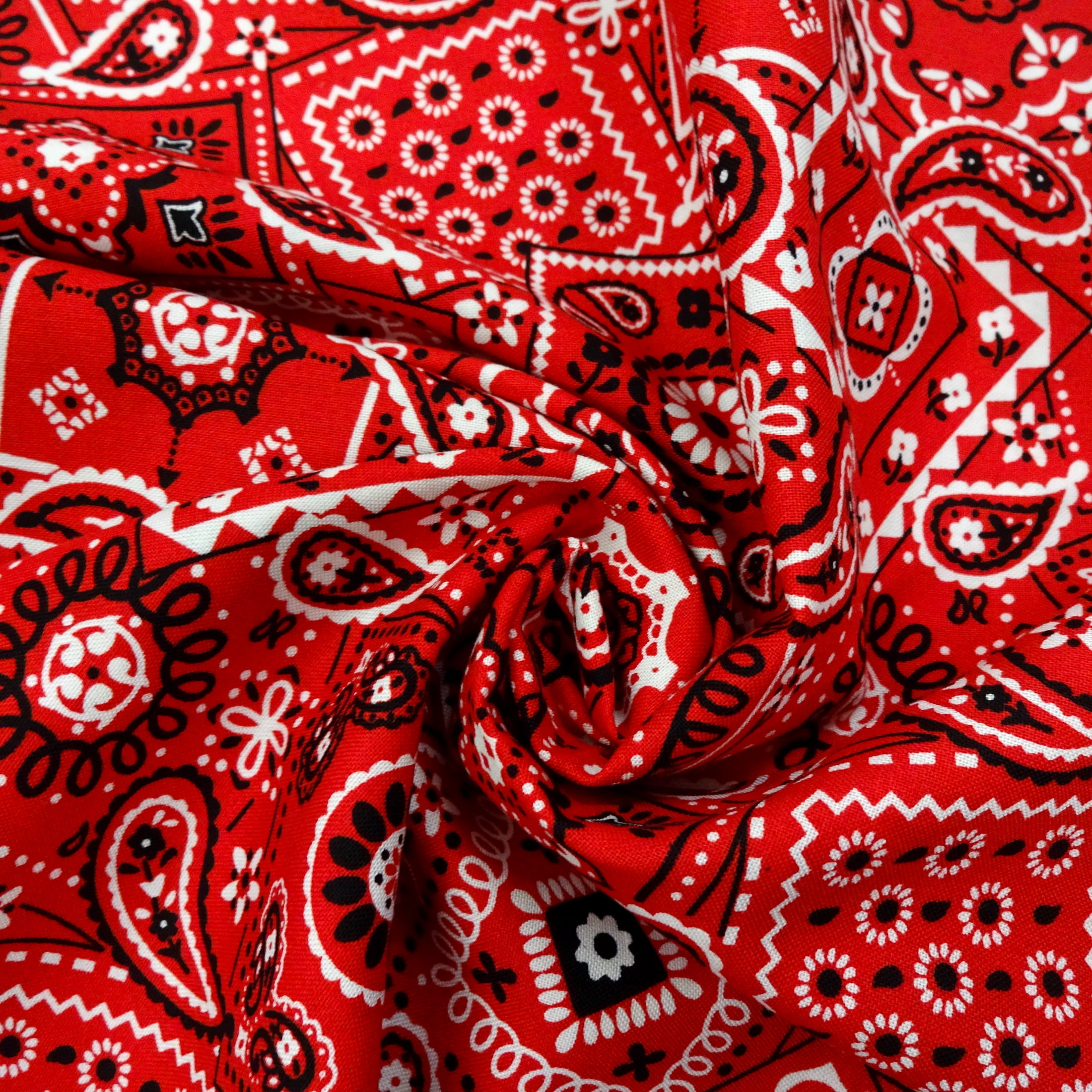 Waverly Inspirations 1 Yard Cut 100% Cotton Bandana Print Fabric, Poppy Red, 44" Wide for Quilting & Sewing