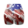 thumbnail image 6 of Babysbule Womens Yoga Pants Fashion Womens High Waist American Flag Printed Cross Sport Yoga Short Pants, 6 of 6