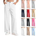 thumbnail image 2 of 5-15 Years Girls High Waist Wide Leg Dress Pants Flat Front Pull On Stretch Trousers with Pockets Elastic Waist Casual Comfort Uniform Pants, 2 of 9