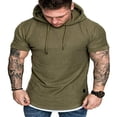 thumbnail image 1 of Men Solid Slub Cotton Short Sleeve Slim Fit Hooded T Shirt, 1 of 5