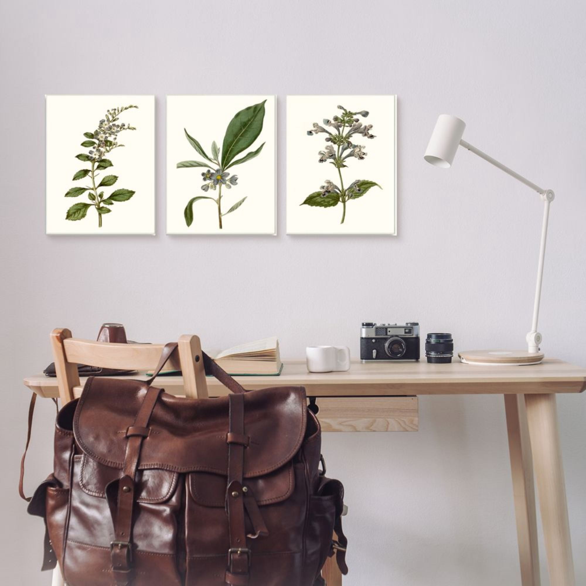 Stupell Industries Minimal Blue Botanical Study Over Neutral Beige Design by Curtis