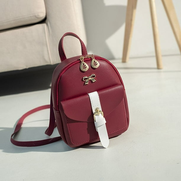 Mini mochila de estilo coreano para mujer Bolso pequeno de cuero PU con Espalda descubierta mochila escolar pequena multifuncional para nina nueva moda Fivean unisex Walmart en linea