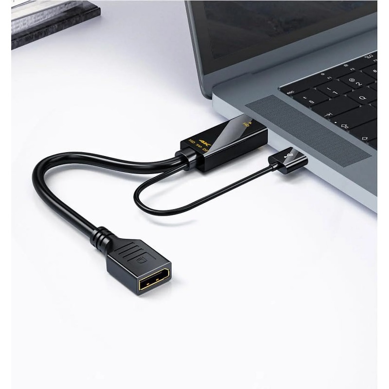 HD to DisplayPort Cable,4K@60Hz HDTV to DP 3840 * 2160,Audio-video Synchronisation,1.8M / 0.23M,Compatible with Computer, Set Top Box, Laptop, PS5/4, Projector, TV