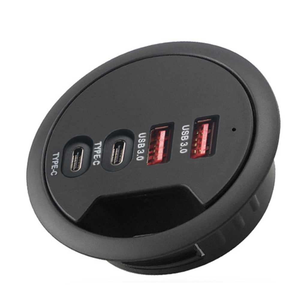 ZUARFY EU US Mounting In-Desk 4 Ports USB 3.0 USB C Type C Hub Power Adapter Multi Splitter for PC Laptop Computer Cellphone