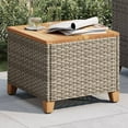 thumbnail image 6 of vidaXL Patio Table Beige 17.7"x17.7"x14.6" Poly Rattan Acacia Wood, 6 of 31
