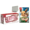 Nintendo Switch Lite 32GB Handheld Video Game Console in Coral with Pokemon: Let's Go, Eevee! Game Bundle - Import with US Plug