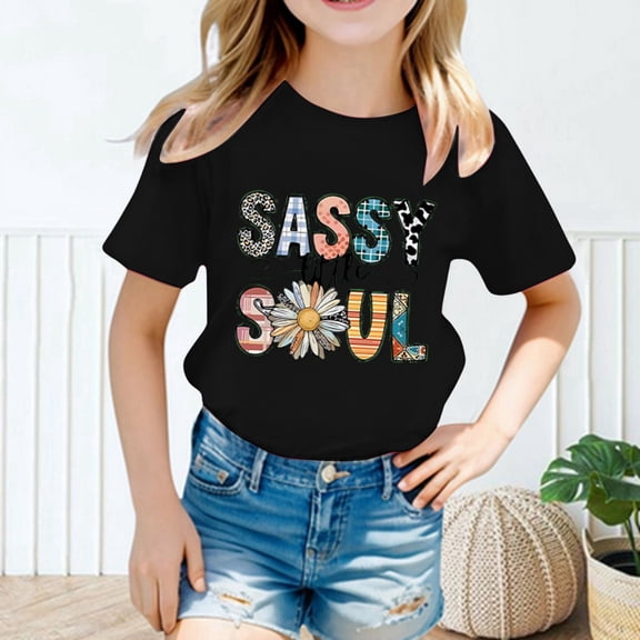 Girls T shirts Short Sleeve Crewneck Cartoon Print Graphic Tees Casual Loose Stylish Cute T-Shirts for Girls Size 2-4Y