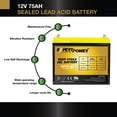 thumbnail image 5 of ExpertPower 12V 75AH Gel Deep Cycle Battery Replaces BCI Group 24M Starting Marine & RV, 5 of 7