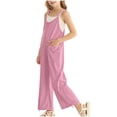 thumbnail image 4 of LYHaoo Jumpsuit for Girls Girls Sleeveless Jumpsuit With Adjustable Spaghetti Straps And Side Pockets Casual Summer Romper For Big Kids And Comfortable Pull On Play Outfit,Sizes 13-14 Years, 4 of 6
