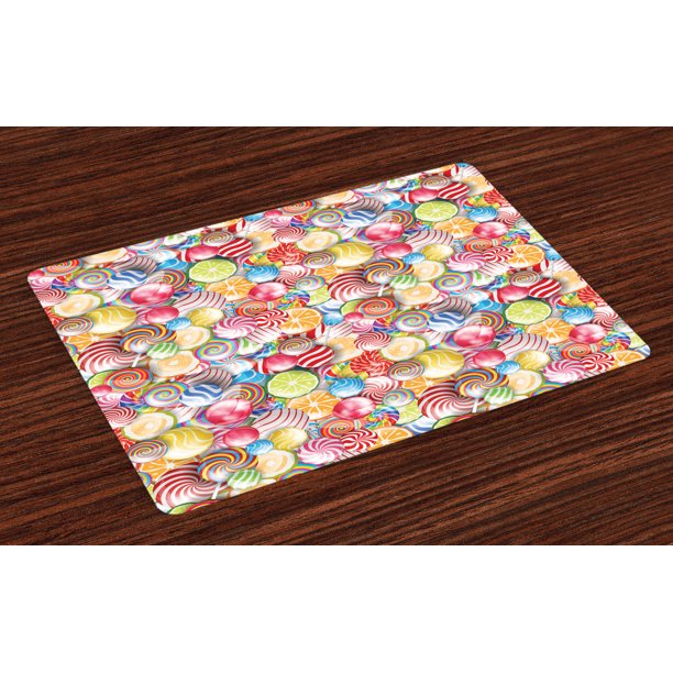 Colorful Placemats Set of 4 Spiral Sugar Candy Sweets Lolly Pops