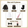 thumbnail image 4 of ETHAN Toddler Suit for Boys Slim Fit 5 Piece Boys Tuxedo Suit for Prom Party Black 2T, 4 of 8