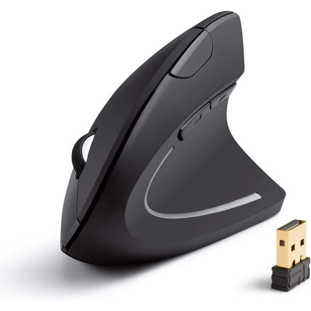 Ratón Óptico Ergonómico Vertical Inalámbrico 2.4G, 800/1200/1600 DPI, 5 Botones para Computadora Portátil, Oficina, PC, Macbook - Negro
