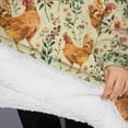 thumbnail image 3 of Oversized Wearable Blanket Hoodie,Beige Chicken Floral Pattern Sherpa Blanket Hoodie with Super Pockets,Super Warm Fuzzy Pullover for Women & Men, 3 of 6