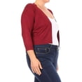 thumbnail image 2 of Women's Plus Size Long Sleeves Lightweight Open Solid Sweater Bolero Cardigan S-3XL, 2 of 5