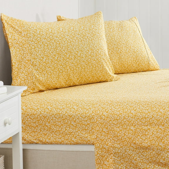 Great Bay Home Watercolor Floral Microfiber Wrinkle-Resistant Sheet Set (King, Fading Floral)