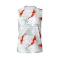 thumbnail image 6 of Lsque Koi Fish Corals,Spring Summer Print Men's Cotton Blend Sleeveless Muscle Shirts (S-3XL)- Moisture Wicking, Odor Protection, UPF 30+,Small, 6 of 7