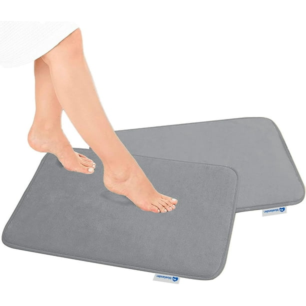 Set de 2 Tapetes para Baño Bluelander Antiderrapante Memory Foam Gris Claro