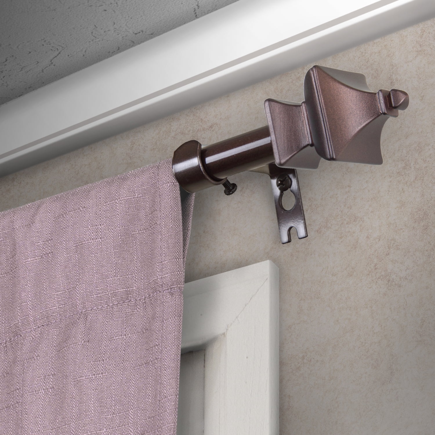 Central Design Products Steel 0.63" Modern Single Curtain Rod, Brown