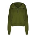 thumbnail image 4 of Jinhomg Women's Half Zip Sweatshirts Oversized Comfy Long Sleeve Hoodies 2025 Trendy Y2K Kangaroo Pocket Hooded Pullover Prime Day 2025 Army Green XXL, 4 of 6