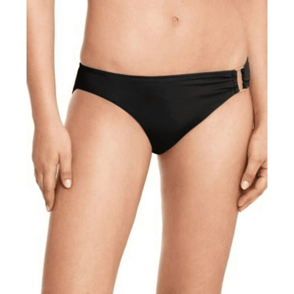 Ralph Lauren BLACK Beach Club Metallic-Ring Bikini Swim Bottom, US 16