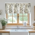 thumbnail image 2 of Linen Valance Curtain Farmhouse Black Floral Window Valance for Bedroom, 16 Inch French Country Flower Small Drapes for Kitchen Double Layer Window Topper Treatment Rod Pocket 1 Panel, 2 of 8