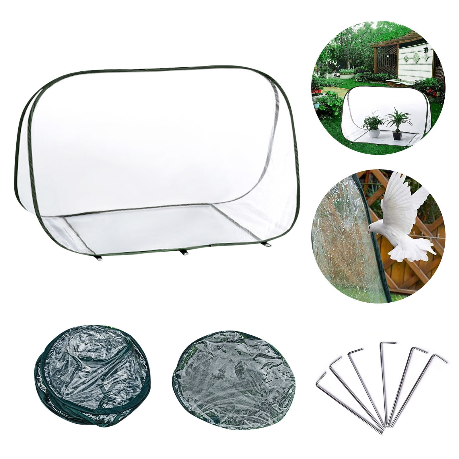 SPOORYYO Pop-Up Mini Greenhouse for Plant Overwintering with Foldable Design and Zippered Sliding Window for Easy Access and Ventilation