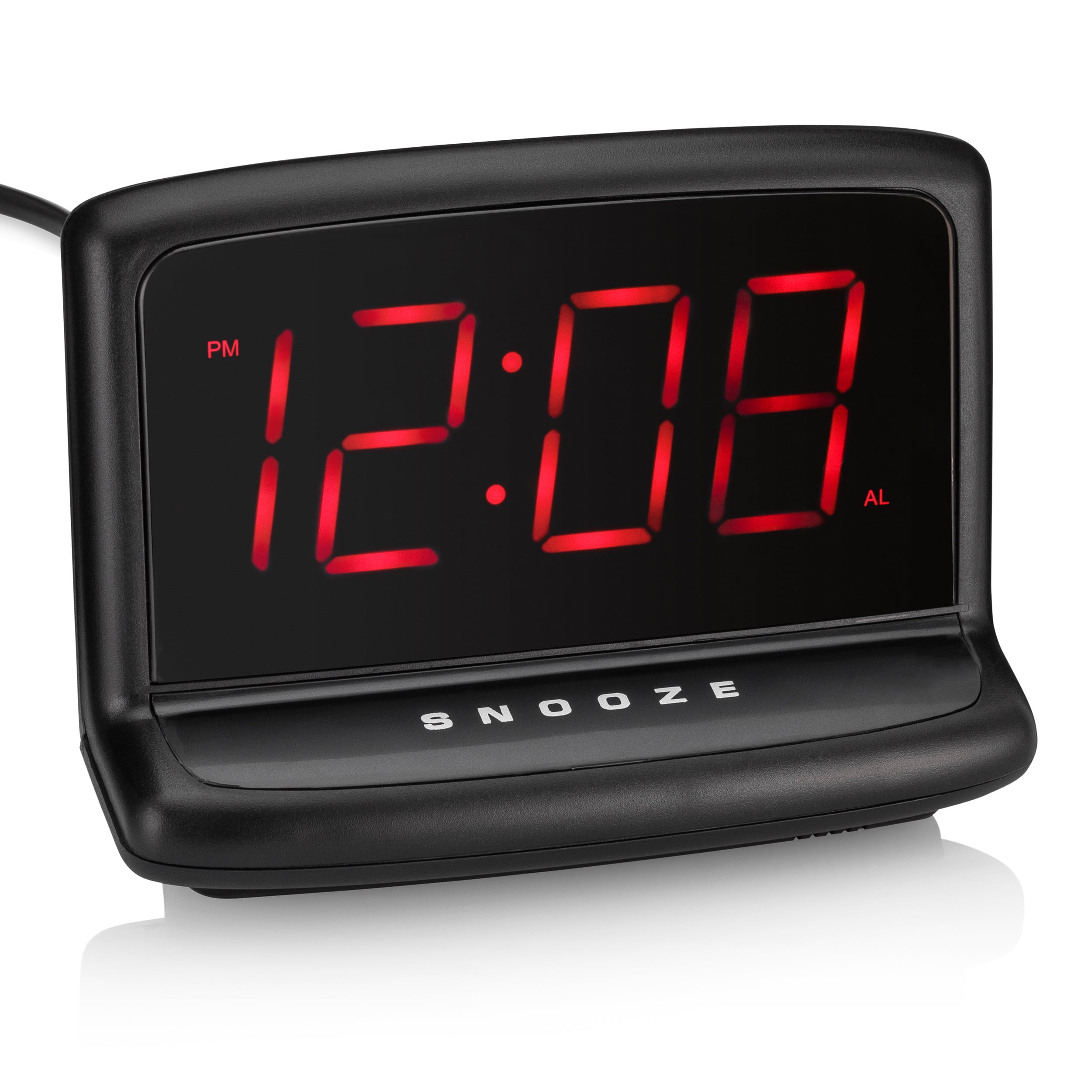 Mainstays Black Electric Digital Alarm Clock with Large 1.4” LED ...