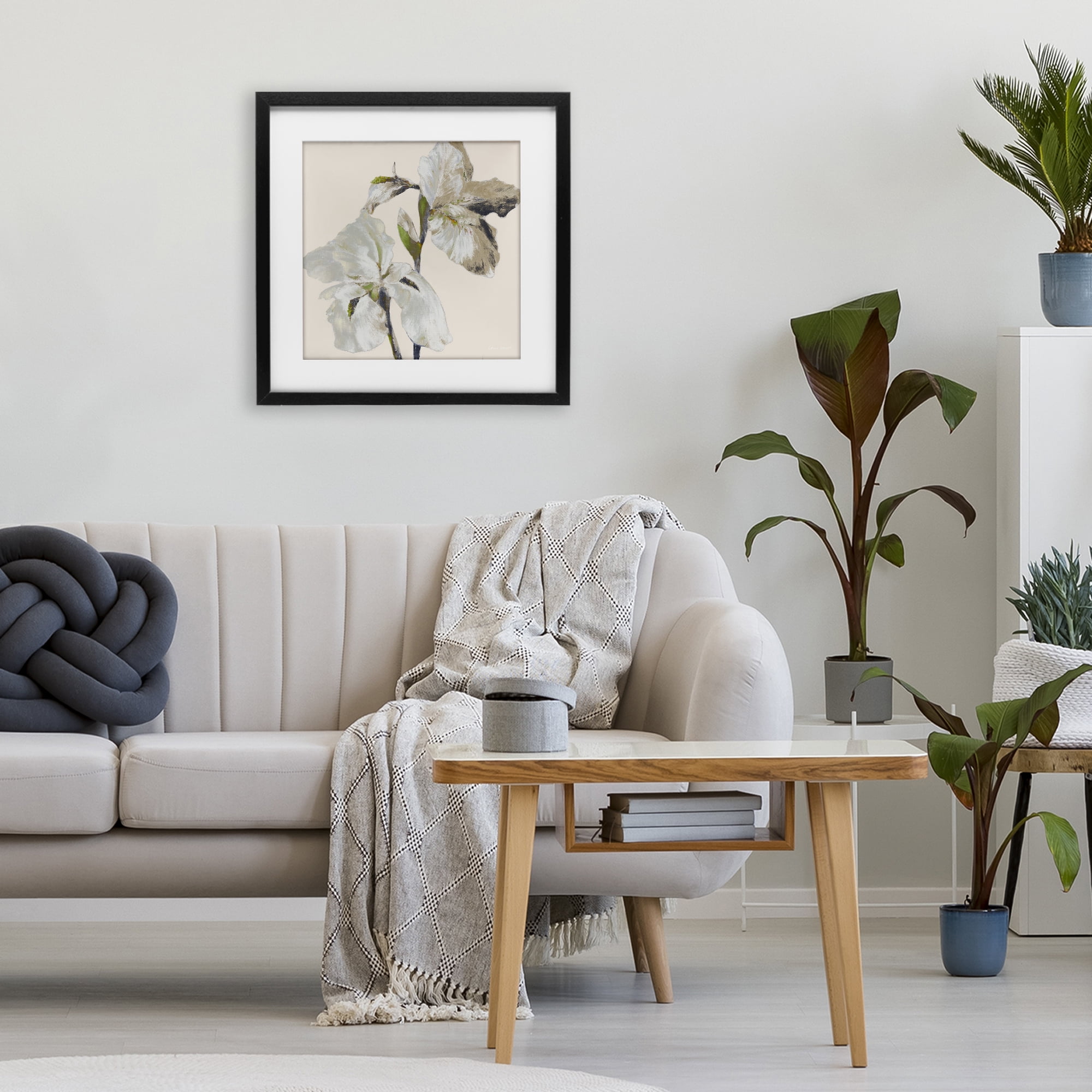 Stupell Industries Irises Soft Beige Black Framed Print Under Glass, design by Lanie Loreth