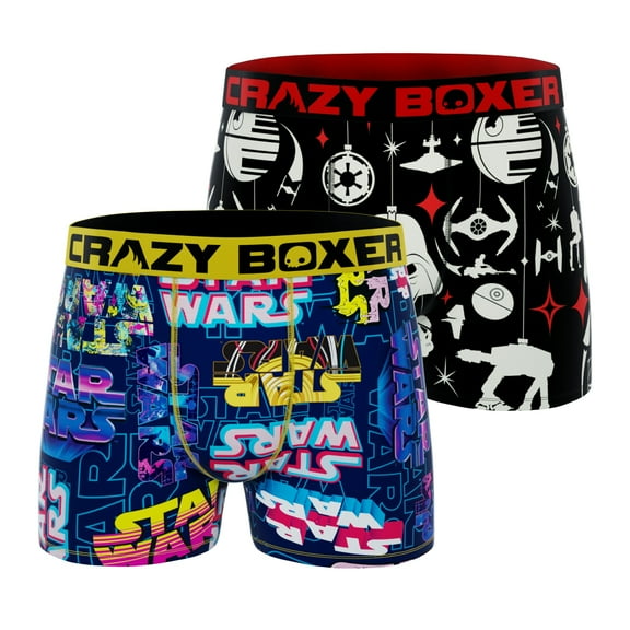 CRAZYBOXER Men's Underwear Star Wars Freedom of movement Resistant Boxer Brief Distortion-free (2 PACK)