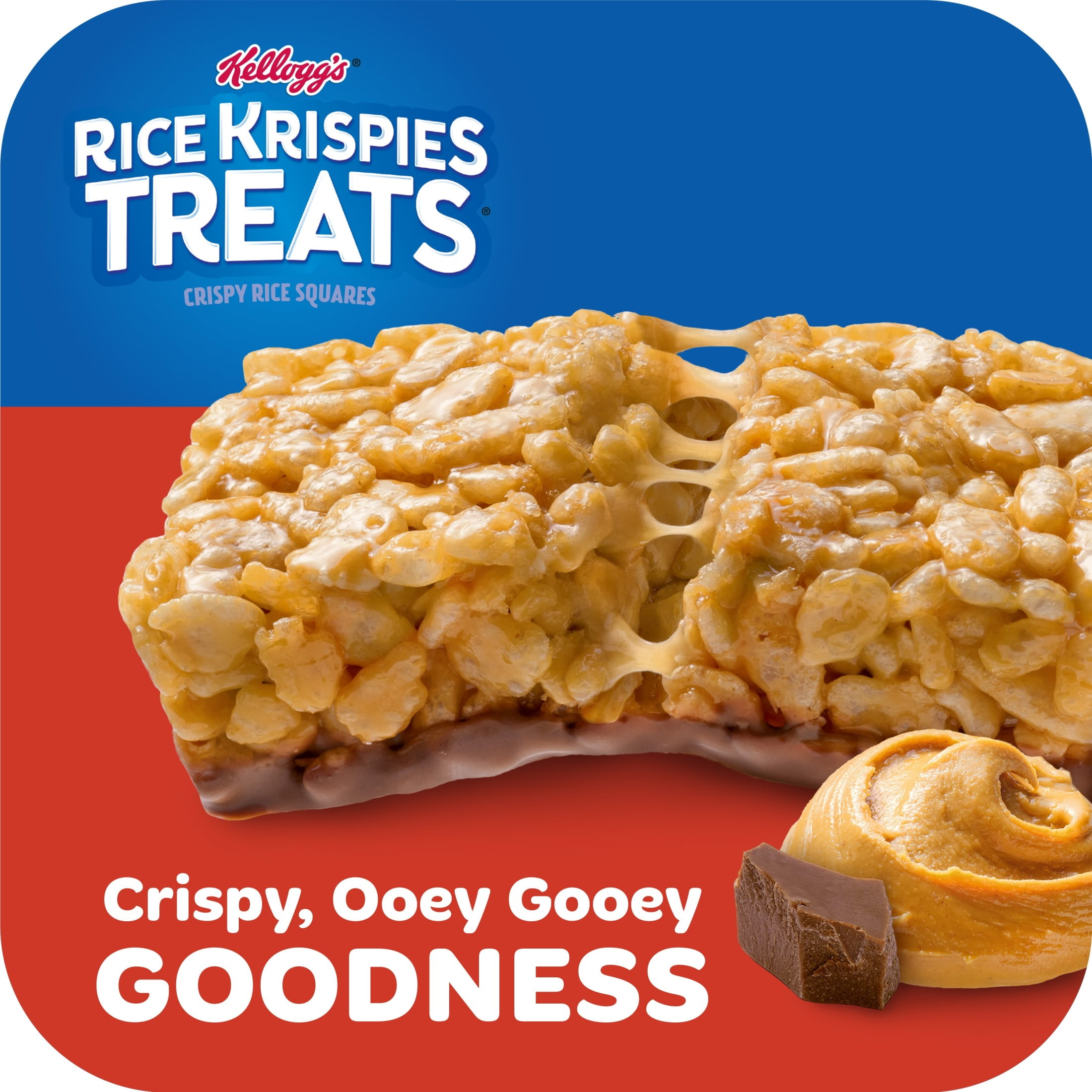 (6 pack) Rice Krispies Treats Chocolatey Peanut Butter Chewy Crispy Rice Squares, Kids Snacks, 10.8 oz, 14 Count