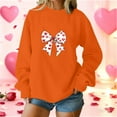 thumbnail image 5 of Womens Valentine Day Pullover Sweatshirts Long Sleeve Holiday Cute Valentines Sweater Casual Bow Heart Tops, L Orange, 5 of 5