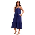 thumbnail image 5 of Sexy Dance Long Dress for Women Plus Size Summer Sundress With Pockets Sleeveless Party Dress Scoop Neck Night Gowns Dresses Sleepwear Pajama Nightdress, 5 of 9