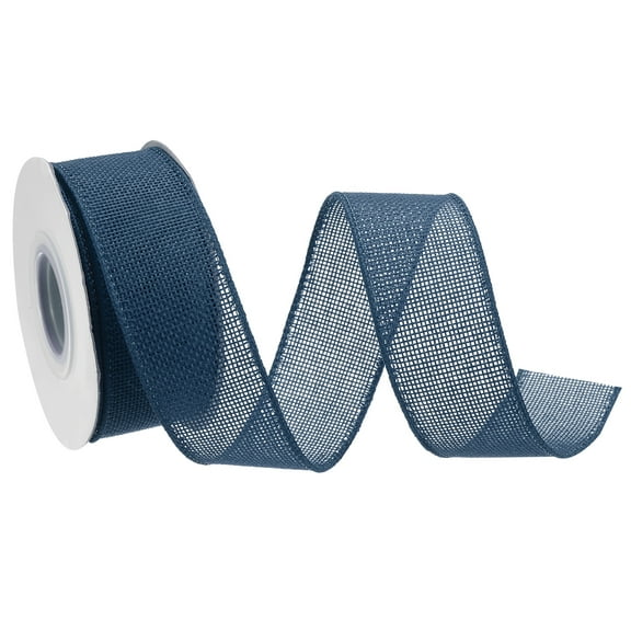 Burlap Ribbon Fabric Wired Edge Ribbons Dark Blue 1-1/2 Inch x 10 Yard Wired Ribbon for Gift Wrapping