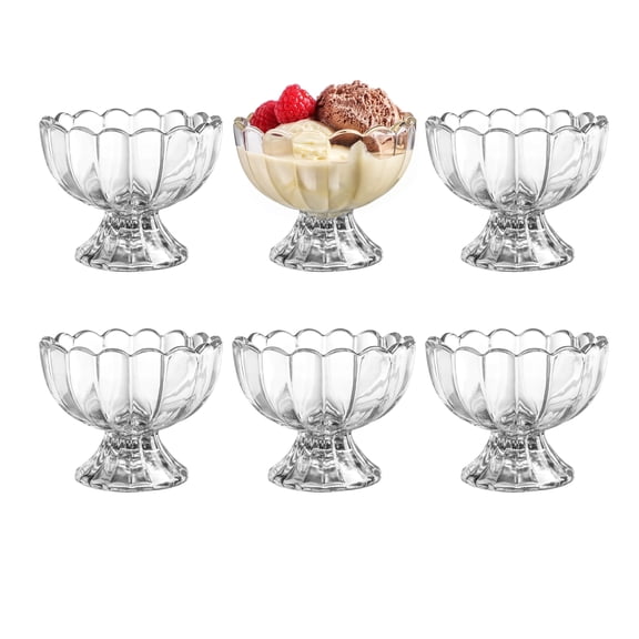 KMWARES 6-Piece Set 5oz Footed Tulip Glass Dessert Bowls, Perfect for Parties