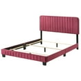thumbnail image 3 of Home Bedroom Furniture Lodi Cherry Velvet Upholstered Channel Tufted Full Panel Bed, 3 of 5