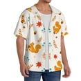 thumbnail image 2 of Uemuo Squirrel Maple Leaves And Nuts Pattern Cotton Linen Short Sleeve Shirts,Casual Lightweight Button Down Shirts,Vacation Beach Summer Tops-, 2 of 7