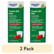 (2 pack) Equate Alcohol-Free Dextromethorphan Guaifenesin Relief Liquid for Chest Congestion, 20mg/400mg, 8 fl oz