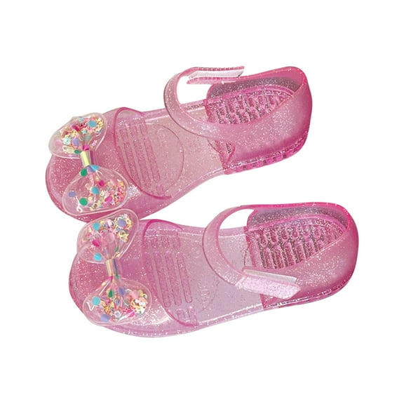 Owordtank Toddler Girls Closed Toe Sandals Summer Non Slip Beach Shoes Birthday Soft Sole Bowknot Crystal Sandals