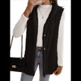 thumbnail image 2 of Chaleco Informal con Capucha de de Doble Cara para Mujer, Otoño-Invierno, Informal, Extragrande, Cálido, con Botones. Negro M, 2 of 8