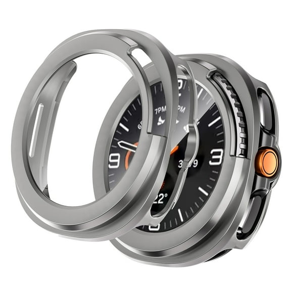 Dteck 2-Pack Hard PC Case with Tempered Glass Screen Protector for Samsung Galaxy Watch 8 Classic 46mm, Overall Protection Anti-Slip Scratch-Resistant Cover for Galaxy Watch8 Classic,Titanium Gray