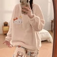 thumbnail image 3 of Conjunto de pijama Kawaii Sanrio Hello Kitty para mujer, ropa de casa de terciopelo Coral suave, Jersey, pantalones, lindo, pijama de felpa, 2 piezas, 3 of 4