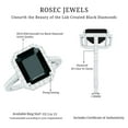 thumbnail image 5 of Rosec Jewels Emerald Cut Lab Grown Black Diamond Ring with Diamond Halo for Women - 8X10 mm, 10K White Gold, US 4.50, 5 of 8