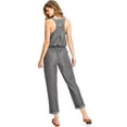thumbnail image 3 of Love Stitch Women's Comfortable Chambray Slouchy Lounge Jumpsuit (Ash Black, Small), 3 of 5