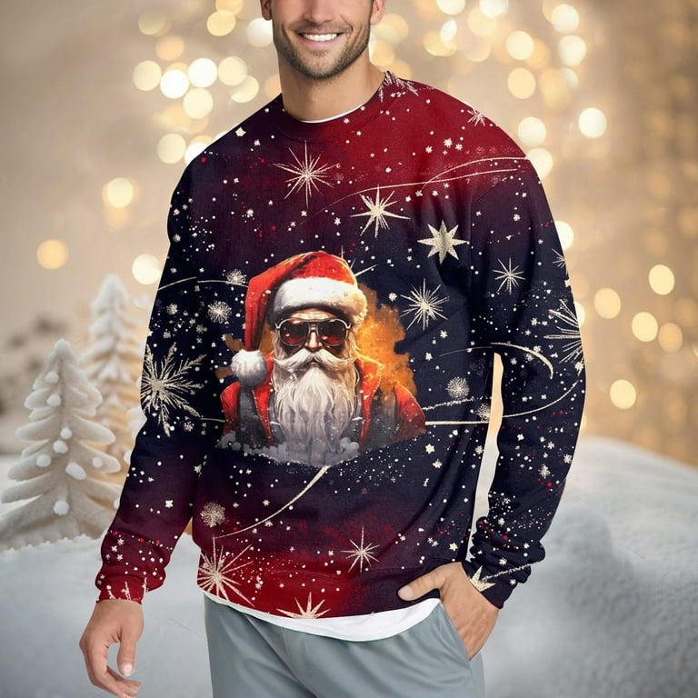 Kixjoy Christmas Sweatshirts for Men Christmas Printed Winter