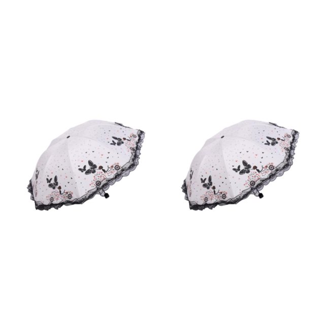 kurtrusly Versatile Dual Umbrella For Sun And Rain Protection Dual- Umbrella Lace Side Umbrella Sun Umbrella white 2Set