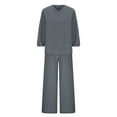 thumbnail image 6 of DailyTrove Women's Long Sleeve Crew Neck Sweater & Pant Set - Solid Color, Loose Fit, Fall & Casual Daily Wear,Gray, 6 of 6