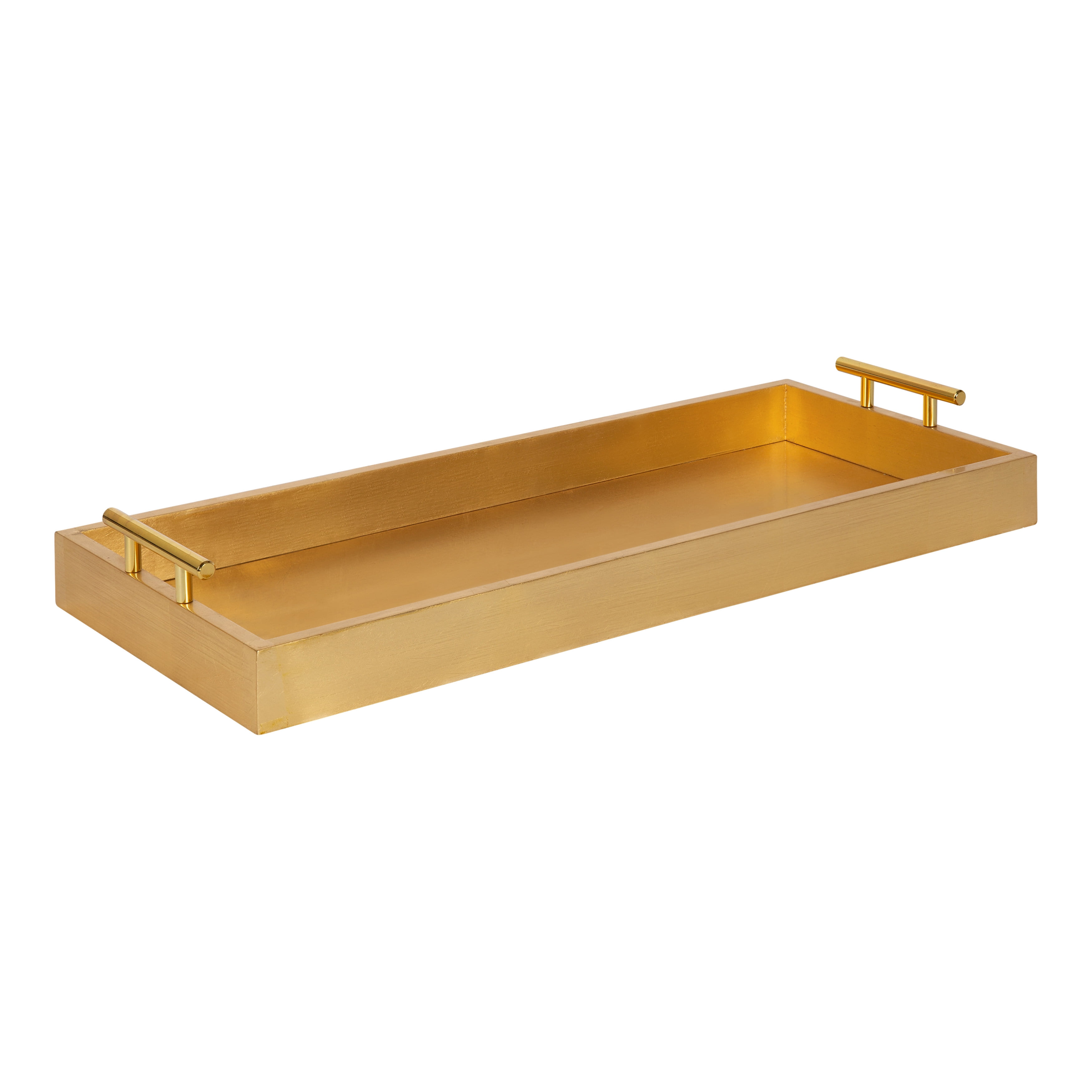 Kate and Laurel Lipton Narrow Decorative Tray with Polished Gold Metal